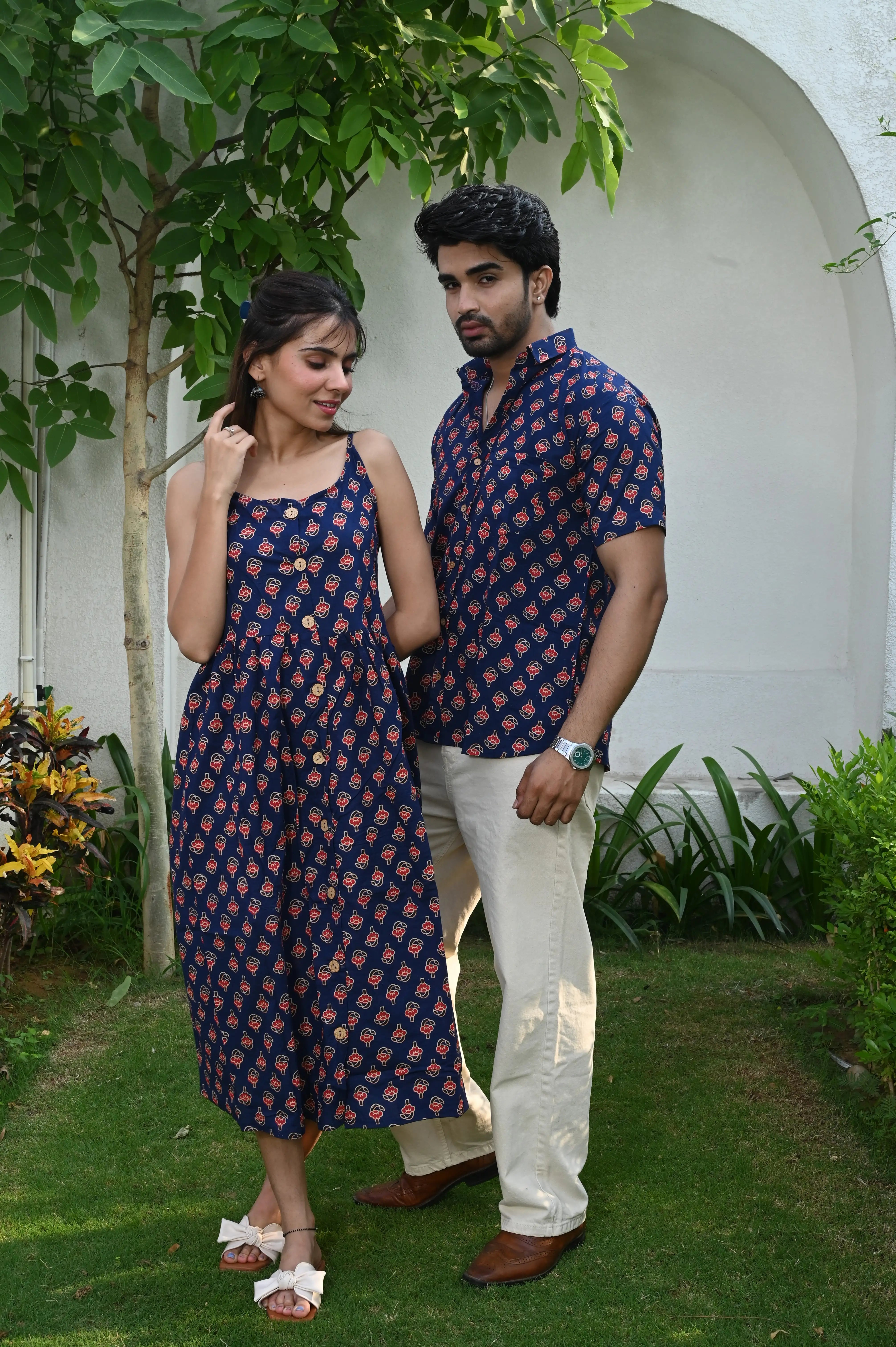 Navy blue anarkali midi and shirt
