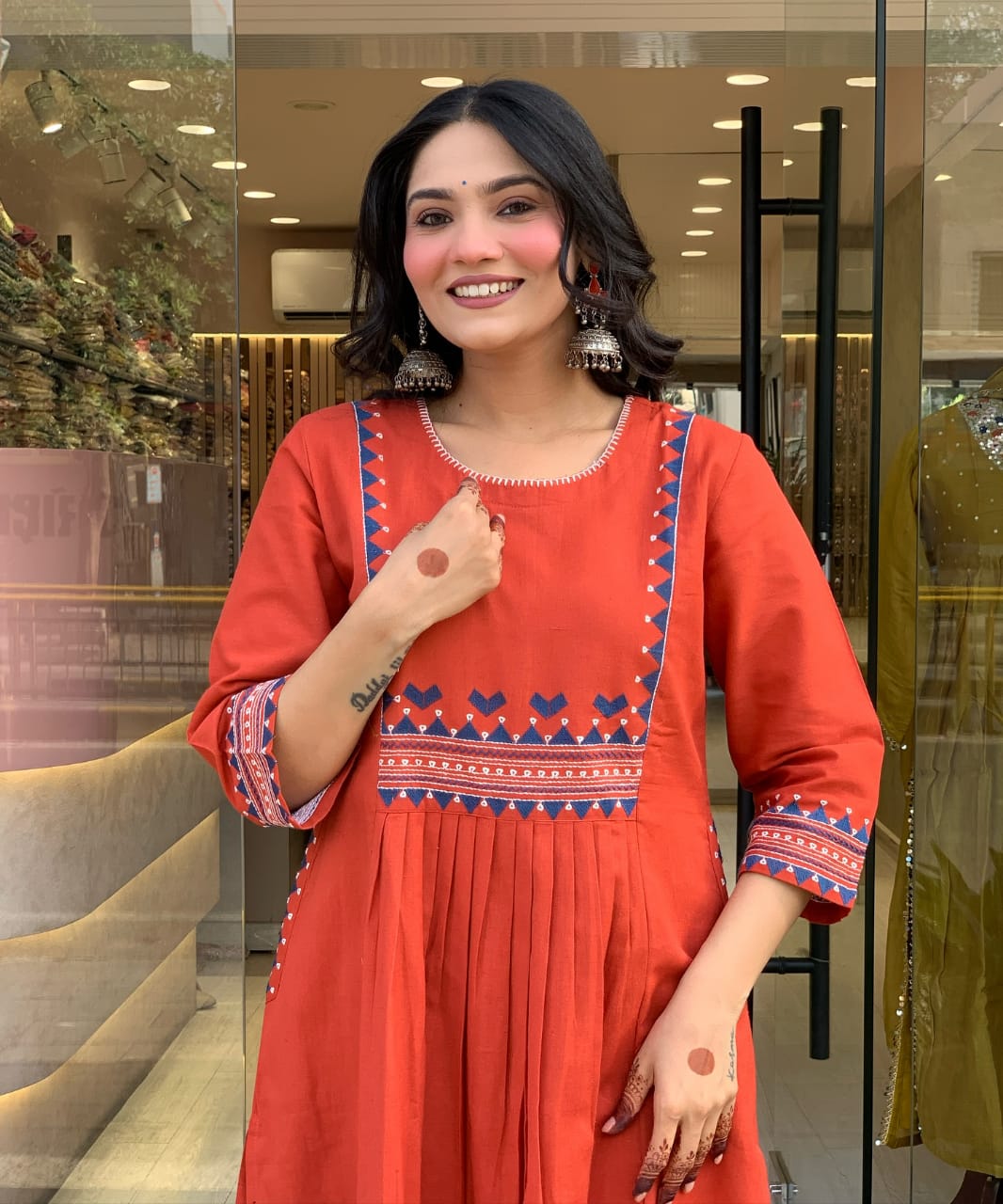 Women’s Rayon Embroidered A-Line Kurti With Pant Set