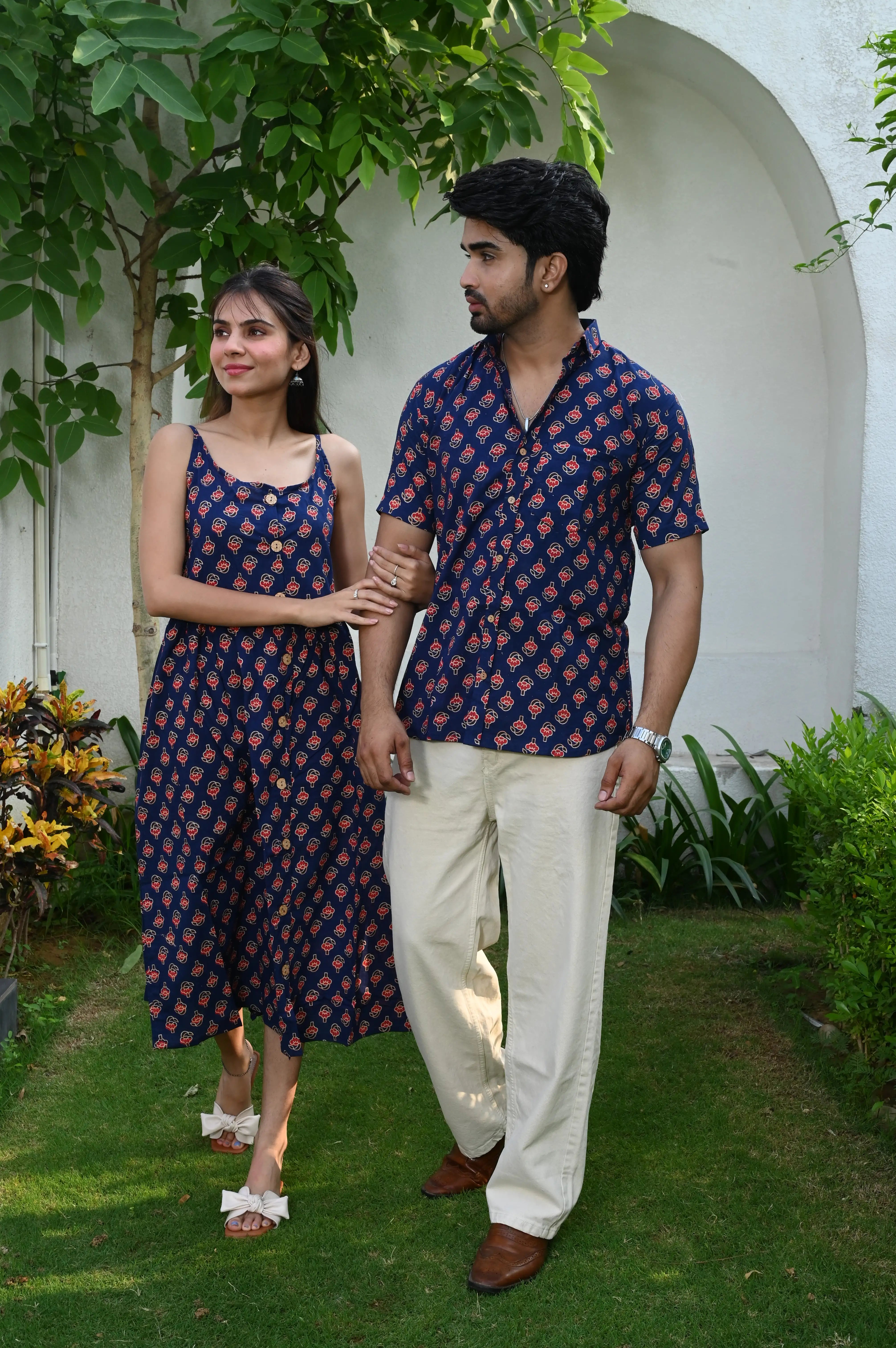 Navy blue anarkali midi and shirt