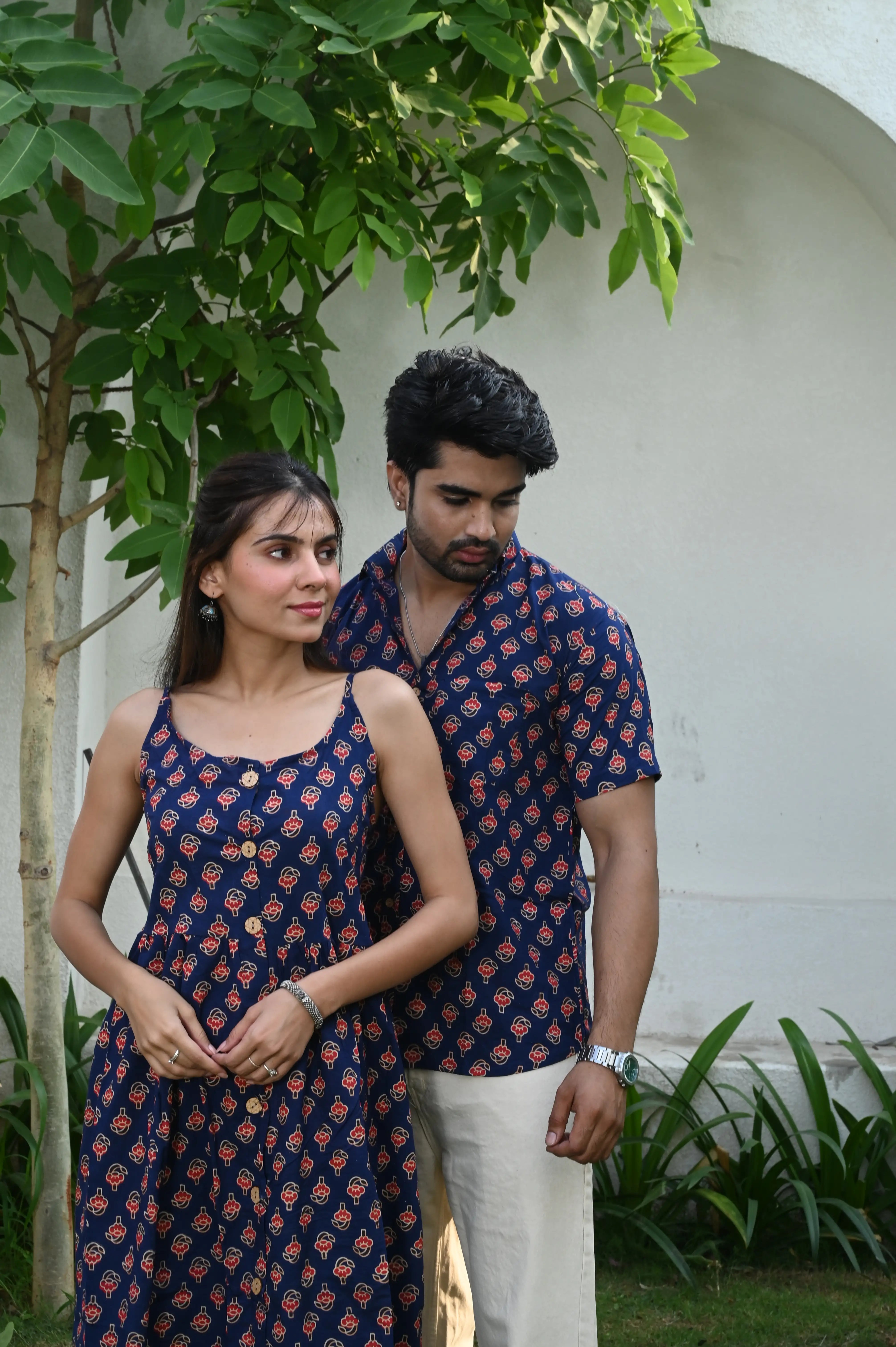 Navy blue anarkali midi and shirt
