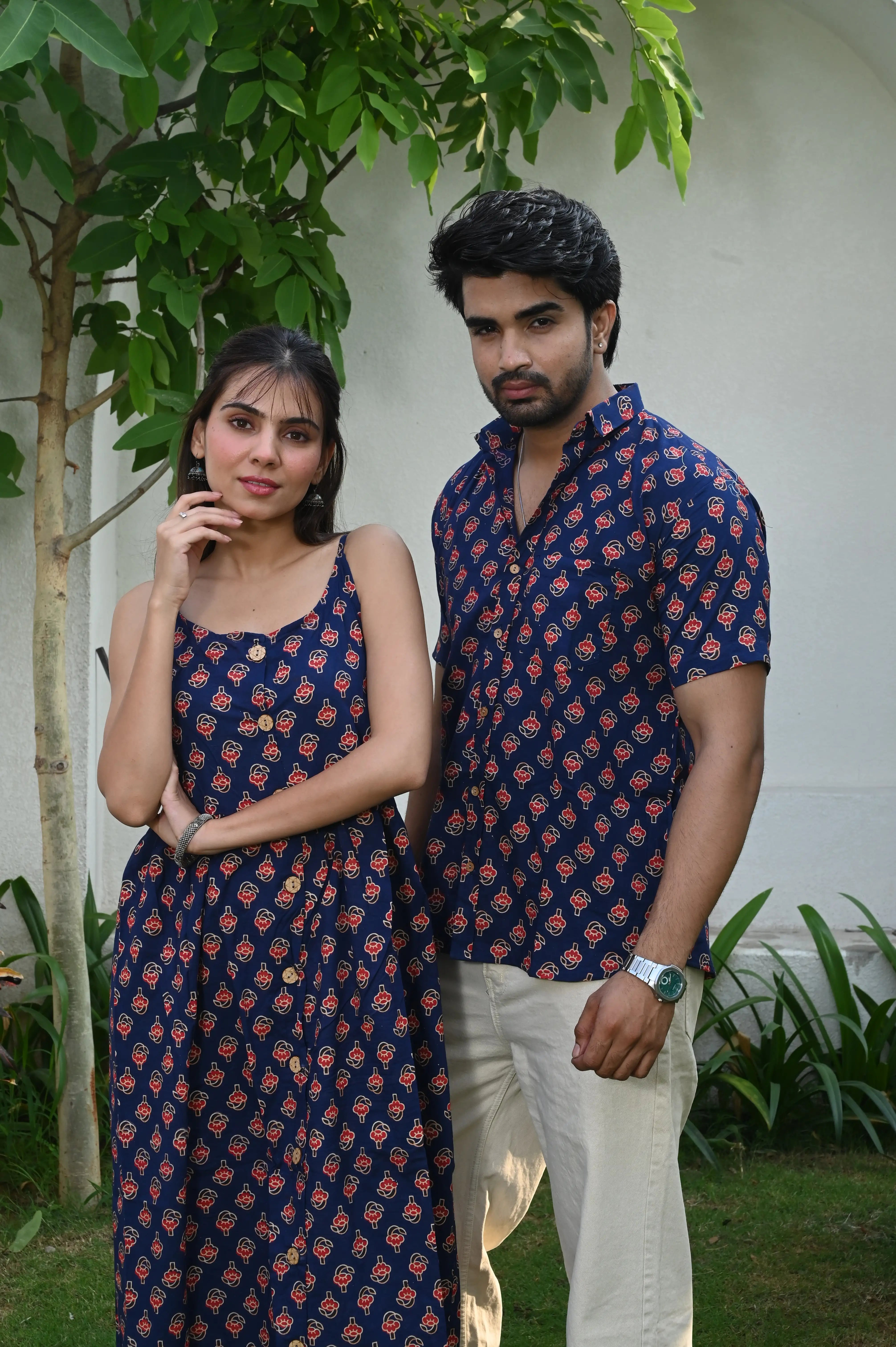 Navy blue anarkali midi and shirt